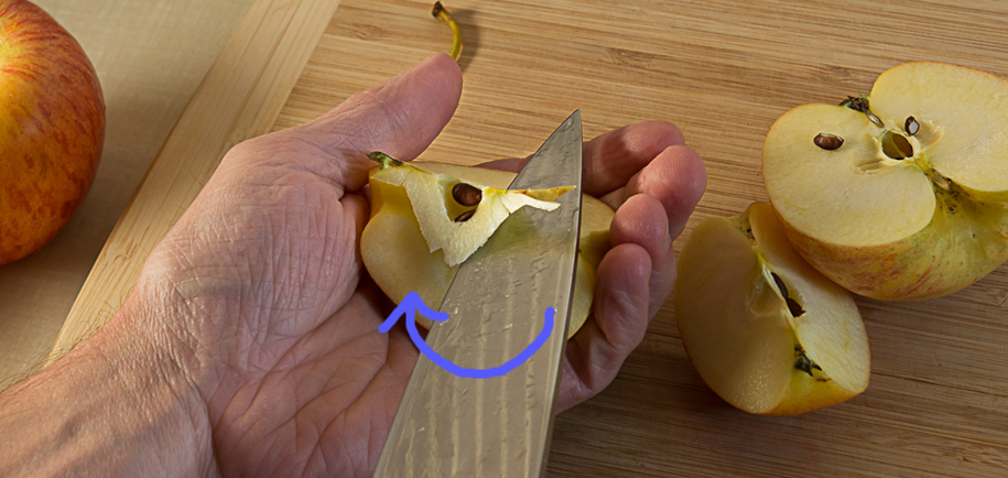 coring apples with knife - popping out core